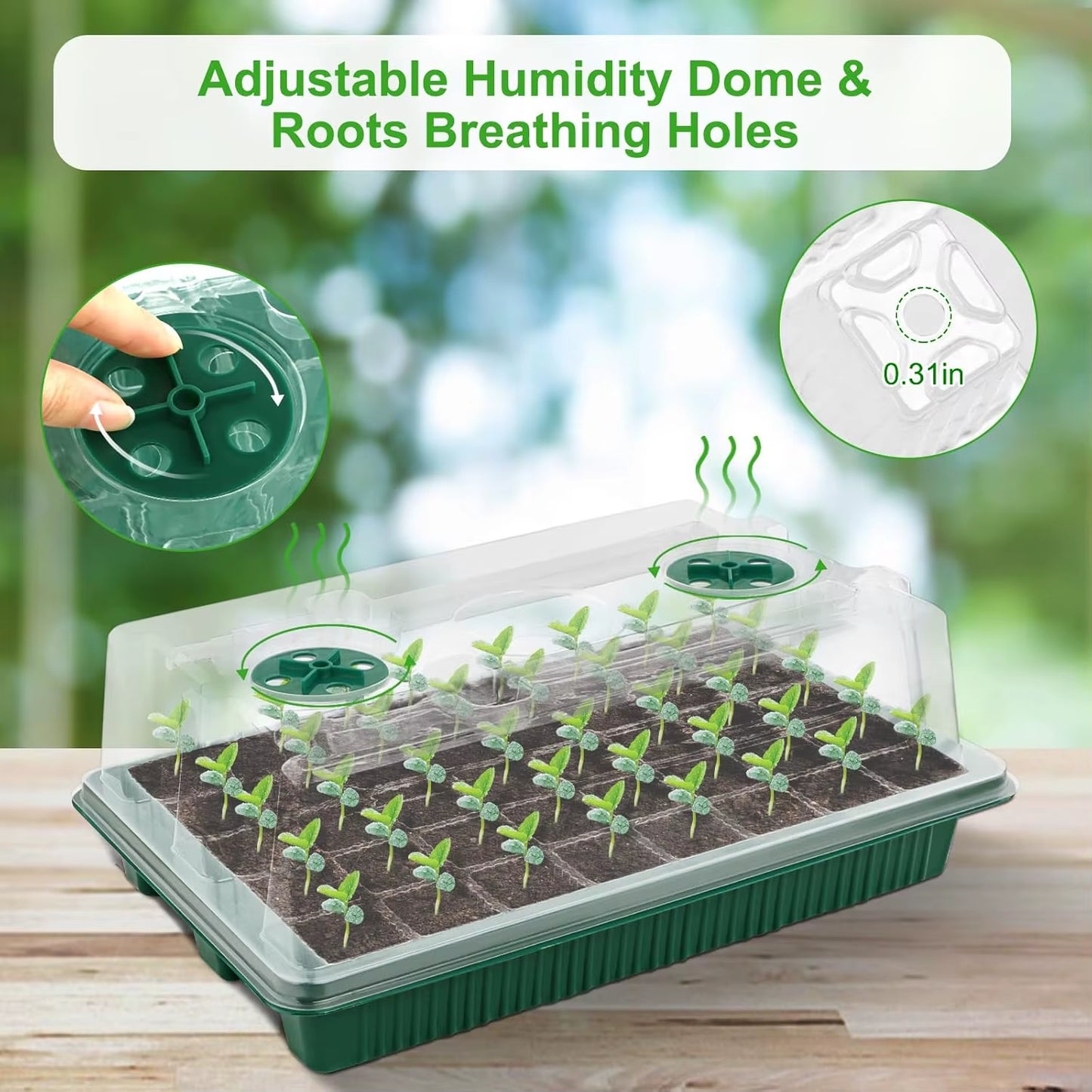 2 Packs Starter Tray with Grow Light, 80 Cells Seed Starter Kits with Humidity Dome