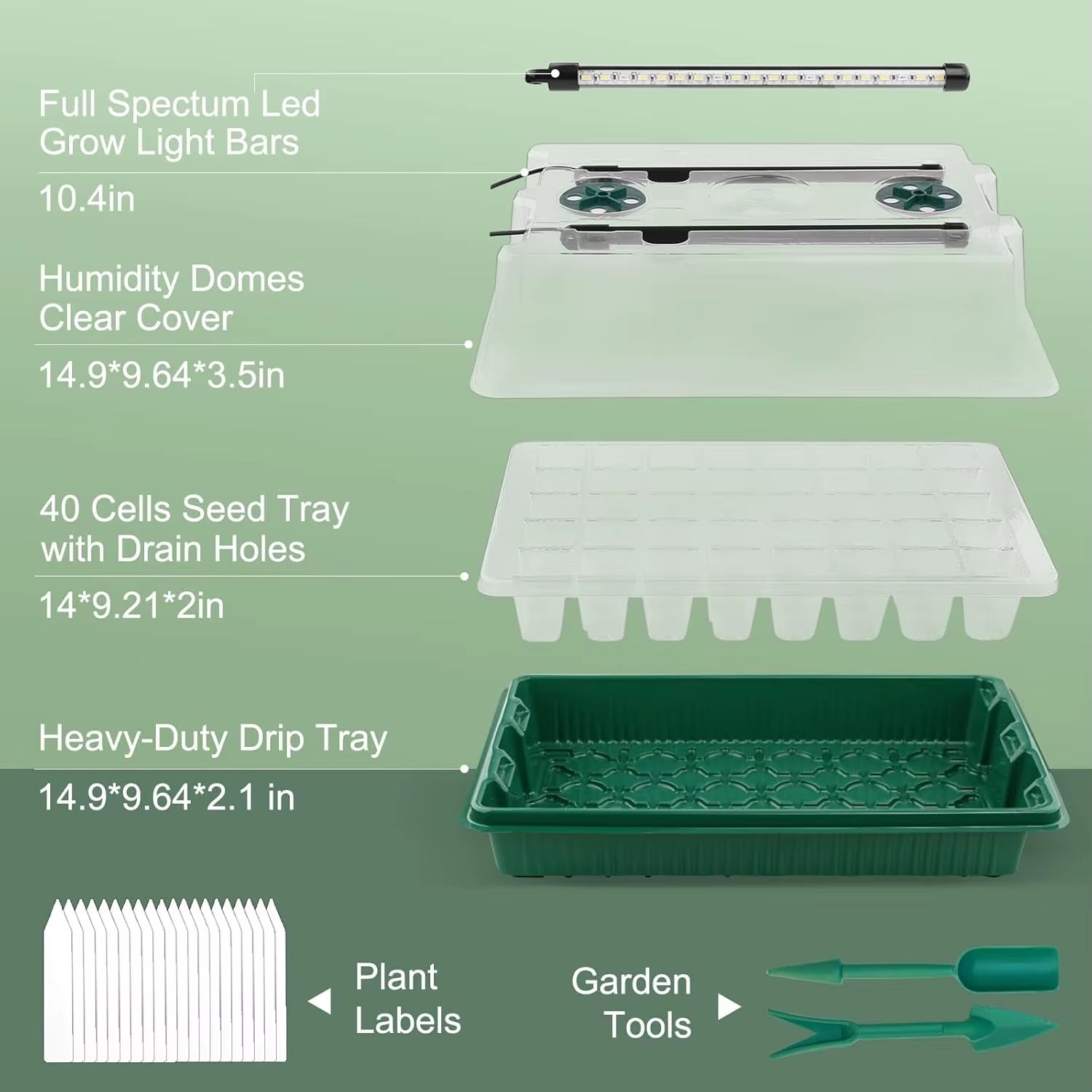 2 Packs Starter Tray with Grow Light, 80 Cells Seed Starter Kits with Humidity Dome